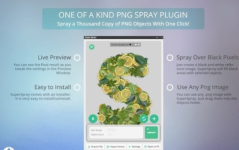 Super Spray panel - Plug-in for Adobe Photoshop (Mac OS X)